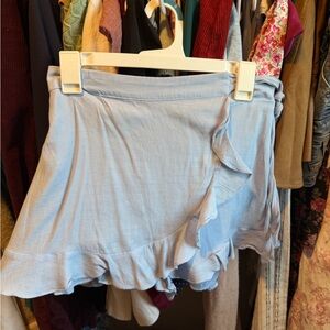 DO+BE Light Blue Ruffle Wrap Mini Skirt